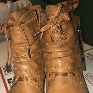 Women’s brown steal toe ankle booties